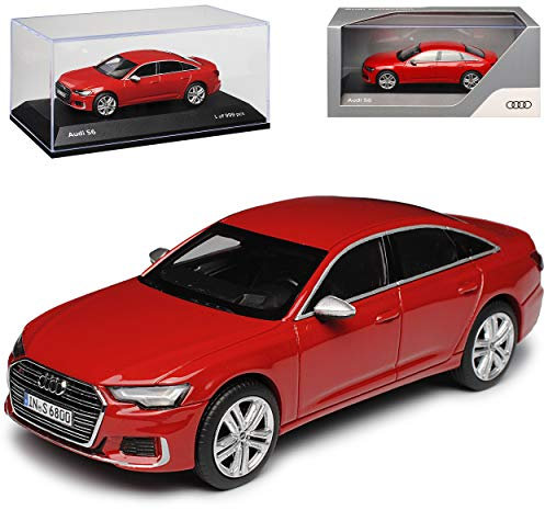 alles-meine.de GmbH A*u*d*i A6 S6 C8 Limousine Tango Rot Modell Ab 2018 1/43 Jadi Modell Auto mit individiuellem Wunschkennzeichen
