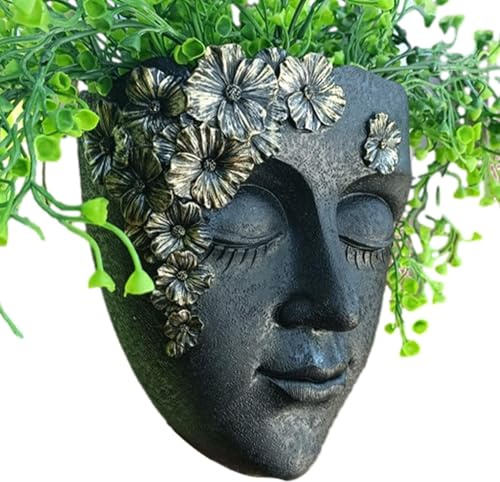 Face Planter – Blumentopf zum Aufhängen mit Kopf aus Harz | Wandgefäß, Blumenvase für Innen und Außen für, Balkon, Küche
