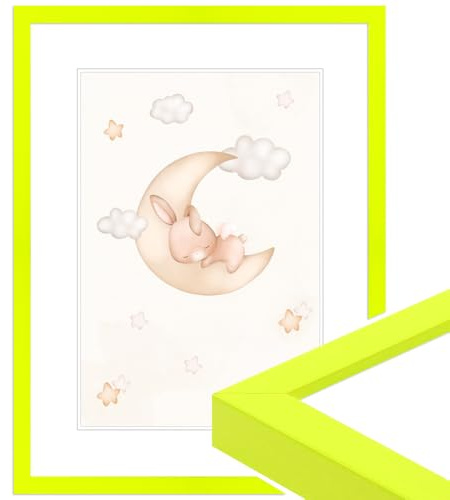 WANDStyle Bilderrahmen für Kinderzeichnungen, Bilderrahmen Kinder 15x21 cm | Kinderbilderrahmen Neoengelb, Wechselrahmen 21x15 cm, Kinderzeichnungen aufbewahren, Rahmen H950 Made in Germany