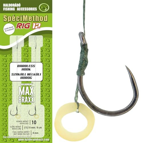 Haldorado SpéciMethod Rig12, 8 cm Barbless Hook Fishing Rig, 0.10 mm Braided Line, Size 10, 2-Qty