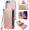 Asuwish Phone Case for iPhone 7plus 8plus 7/8 Plus Zipper Wallet Detachable Cover with Screen Protector Crossbody Lanyard Strap Flip Card Holder Slot i Phone7s 7s + 7+ 8s 8+ Phones8 7p 8p Rose Gold