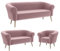 MEBLINI Mini Sofa Set 3-2-1 für Wohnzimmer - Mini Lounge für sechs Personen - Küchensofa - Sofa Klein - Sitzgarnitur - Polstergarnitur - Sofagarnituren - Emilia - 3+2+1 - Rosa Samt