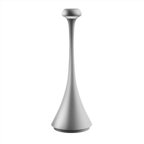 TYEE Lámpara de mesa, LED Recargable Lámpara de mesa con batería, Regulable Lámpara de escritorio Aluminio con Base de carga magnética, 2700k-6500k para Interiores y Exteriore (Gris claro)