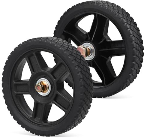 Milisten Lawn Mower Support Wheels 7 Inch Plastic Wheelbarrow Wheels for Push Mower Replacement for Garden Cart and Hand Truck 2 Pieces