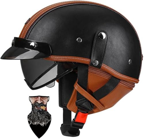 Casco Scodella Portatile Mezzi, Caschi Jet Mezzo, Caschi Da Motociclista Vintage Caschi Cromwell Caschi Casco A Scodella Scooter Motorino ECE/DOT Omologato Mezzo Elmetto Da Moto 11,XXL