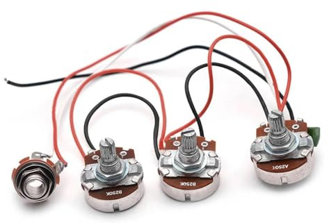 Kabelbaum Vorverdrahtet Kit 250K Große Töpfe 2 Volumen 1 Ton Für E Gitarre Teile