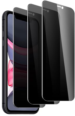 SUJASEN 3 Pièces Protection D'écran Anti-Espion pour iPhone 11/Xr Film Verre Trempé, Anti Rayures, Sans Bulles