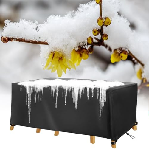 HNKDKJ Outdoor Gartentisch Abdeckung für Gartenmöbel, 340x340x100cm/Länge x Breite x Höhe Rechteckig Wasserdichte Abdeckfolie Gartenmöbel Tischplane Outdoor Schutzhülle für Gartentisch Sitzgruppe