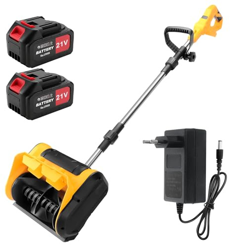 Quitanieves Eléctrico con Baterías, Pala de Nieve Inalámbrica, Ancho de Trabajo 30 cm, Alcance de Expulsión 6-8 m, Altura Máx. de Nieve 15 cm, Canal de Expulsión Ajustable 45°