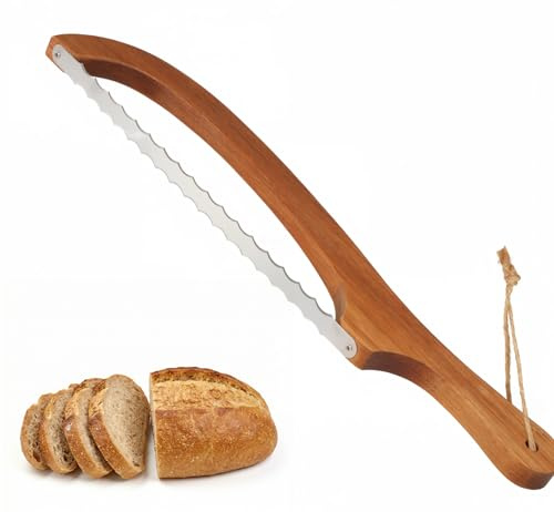 Otopone Bread Knife, Wooden Bow Slicer for Homemade Sourdough Loaves | Made for homemade bread, clean controlled slicing, wooden bow handle, less squashing, easy hanging storage