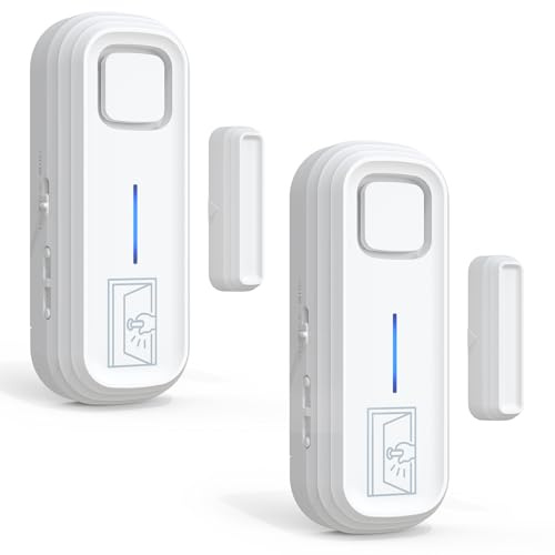 Sanjie Alarme Porte et Fenêtre 120 DB – Alarme Porte Ouverte avec Capteur Magnétique, Mode Immédiat ou Retardé (30 s / 1 / 2 / 4 Min), Placard, Bureau/ Magasin, Sécurité Maison et Enfant(Lot de 2)