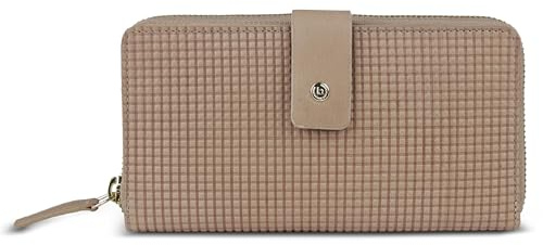 bugatti Noemi Damen-Langbörse aus Leder, Lange Geldbörse mit RFID-Schutz für Frauen, Sand