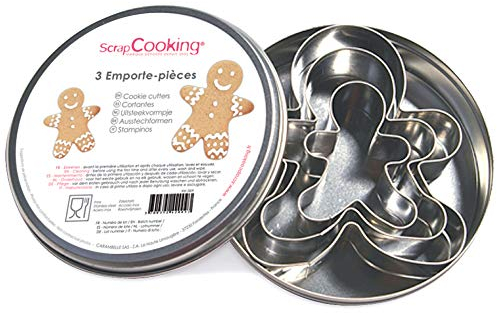 ScrapCooking - Découpoirs Bonhommes Pain d'Épices en Inox - 3 Moules Emporte-pièces en Forme de Bonhomme de Noël, Mannala, Mannele, Gingerbread - Pâtisserie Biscuits Gâteaux Sablés Décoration - 2009