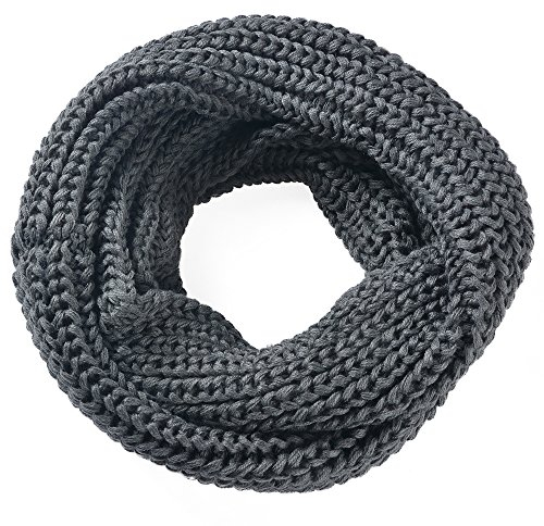 Miobo Loop Schal, Feinstrick Schal, Warmer Winterschal, Schlauchschal, Unisex und Einheitsgröße, Anthrazit, 65X30 CM