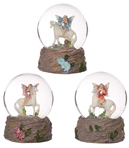 Blumenfee auf Einhorn Reitend Schneekugel