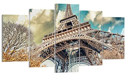 Wandbilder Dekoration Wohnzimmer Eiffel technik europa frankreich Bilder auf Leinwand 160x85cm Leinwandbild Schlafzimmer Set 5 teilige Wand Kunstdruck Art Groß XXL Wanddeko Bild Canvas EA160x85-2489