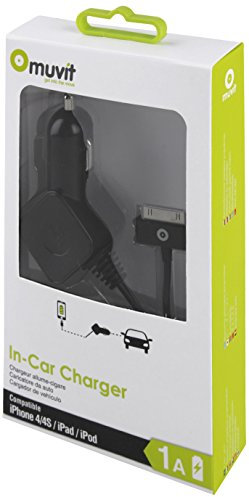 Muvit MUDCC0092 - Cargador de coche para Apple, 30 pines, 1A, negro