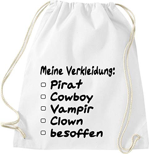 Shirtinstyle Turnbeutel Meine Verkleidung: Pirat, Gymsack, Tasche Beutel, Cowboy, Gymsack, Tasche Beutel, Vampir, Gymsack, Tasche Beutel, Clown, Gymsack, Tasche Beutel, Besoffen, Gymsack, Tasche Beutel, Weiss