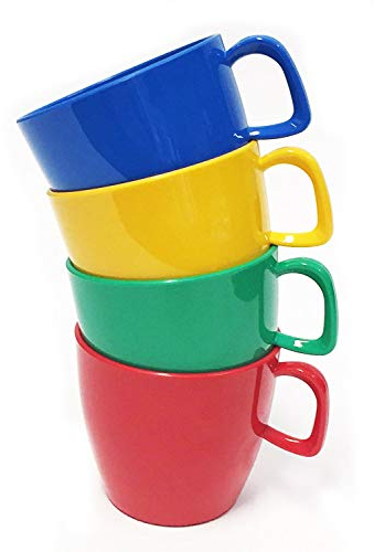 Harfield Rainbow Small 220ml Children's Tea Cups Set of 4 Reusable Virtually Unbreakable Polycarbonate Plastic