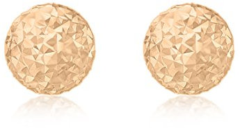 CARISSIMA Women's 9 ct Rose Gold 6 mm Diamond Cut Ball Stud Earrings