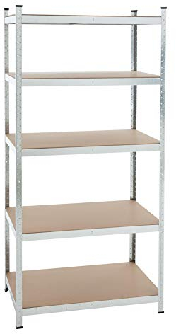 Steckregal verzinkt oder blau, 875 kg, Werkstattregal, Regal, Kellerregal, Lagerregal, Schwerlastregal (Modell 13 / 200x100x60cm / verzinkt)