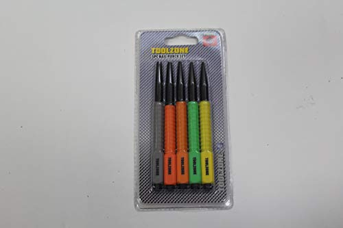 5 Piece 1.6mm to 4.8mm Steel Coloured Nail Punch Tool Set w Soft Grip