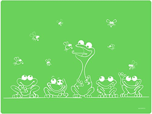 Dinomio Tischunterlage, Platzdeckchen für Schule, Platzmatte, Bastelmatte für Kinder aus Silikon - rutschfest, abwischbar, 40 x 30 cm, Frosch grün