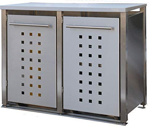 Edelstahl Mülltonnenbox für 2 Tonnen 120L (MD11T). Mülltonnenhaus, Mülltonnenverkleidung