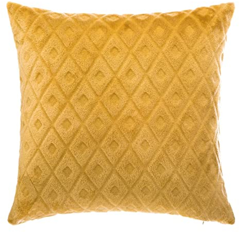 Atmosphera - Rauten-Kissen - Flanell - ockergelb - 40x40cm - Ocker