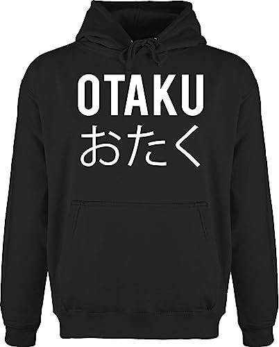 Hoodie Herren Pullover Männer - Anime - Otaku - weiß - XXL - Schwarz - Oberteile Geschenk+Anime japanische Hoodi Schriftzeichen Pulli Hoodies Hoddie Huddy pullis Baumwolle Kleidung