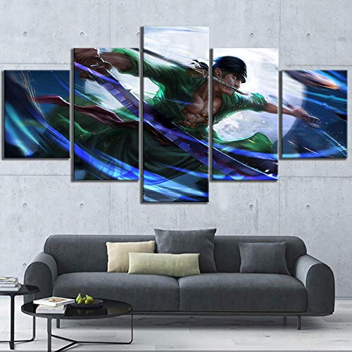 Artzon 5 Panel Wandkunst Leinwand Modulare Bild Hd Rorono Zorro Poster Leinwand Bild Home Decoration@ 20X35Cmx2 20X45Cmx2 20X55Cmx1-Ohne Rahmen