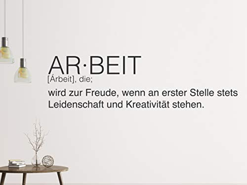 tjapalo® a108 Wandtattoo Büro Sprüche Motivation deutsch Wandsprüche Büro Motivationsspruch Arbeit, Farbe: mittelgrau, Größe: B160xH38cm