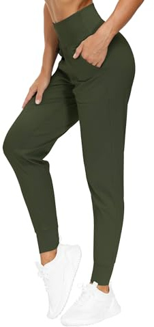 THE GYM PEOPLE Damen High Waist Jogginghose Stretch Leichte Sporthose | Tapered-Leg, 2 Taschen, Bauchkontrolle, Weiches, 4-Wege-Stretch, Atmungsaktiv, Laufhose Yoga Gym Fitness Wandern Freizeit