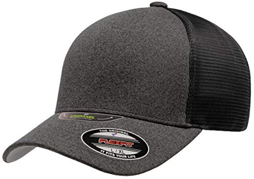 Flexfit, UniPanel, Trucker Cap, Melange, Grau dunkel/schwarz, L/XL