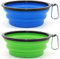SLSON 2 Pièces Bol Pliant en Silicone pour Chien et Chat - Gamelle de Voyage Pliable (Bleu et Vert, Grand)