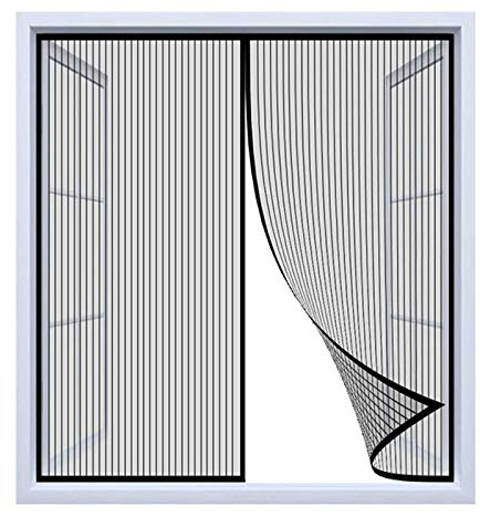 Moustiquaire Fenêtre Magnétique, Moustiquaire MagnéTique, Moustiquaire Avec Protection Anti-Moustiques Magic Tape - Noir, (Largeur)60cmx(Hauteur)50cm