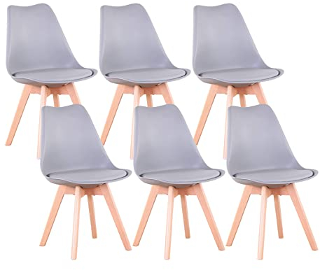 GrandCA HOME 6er-Set Esszimmerstuhl, Küchenstuhl im Nordischen Stil, Geeignet für Wohnzimmer, Esszimmer (Schwarz)