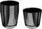 KORAD Ensemble de 5 Pots avec Soucoupe d'un diamètre de 14 cm, Motif 088 - Noir Brillant ; Glamour ; Moderne, Haute Brillance, Style Classique, Rustique, loft, pour Plantes, Herbes.