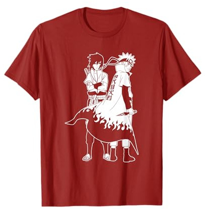 Naruto Shippuden Naruto and Sasuke Outline Anime T-Shirt