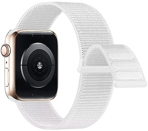 Lobnhot Cinturino Nylon Compatibile Con Apple Watch 40mm 38mm 41mm, Sport Regolabile per iWatch Serie 10 9 8 7 SE 6 5 4 3 2 1, Bianca