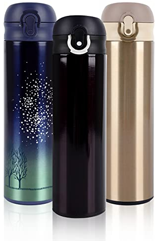 Vacuum Cup Flask Thermo,500ml Stainless Steel Insulated Water Bottle,Double Walled Travel Coffee Mug with Leakproof,Flask for Hot and Cold Drinks,Sports Water Bottle,for Work Sports Camping Cycling