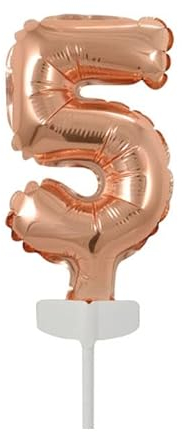 NEU Folienballon Geburtstagszahl Kuchen Cake Topper Zahl 5 Roségold, ca. 13 cm
