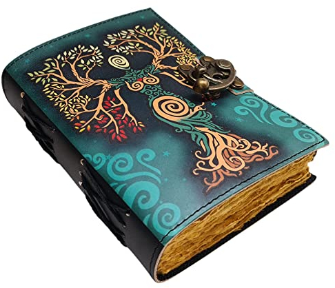 hndmade Leder-Notizbuch, Mutter Natur, Leder, Tagebuch, bedruckt, Buch der Schatten, Leder, Skizzenbuch, 17,8 x 12,7 cm