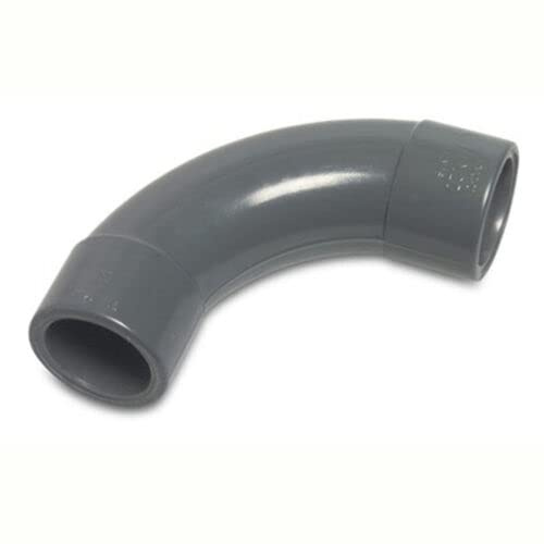 PVC Grey Metric Plumbing Fittings Pipe Tubing for Aquarium Fish Tank Pond Solvent Weld Plumbing Connectors (90 Degree Swept Elbow, 50mm)