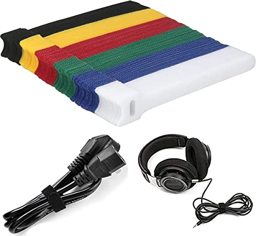 Kabel Klettband,60 Stück Wiederverwendbare Kabelbinder mit Klett,Klettkabelbinder Kabelklett Seilklett mit Klettverschluss, 15CM Schnurbinder Gurt Klettbänder für Hause und Büro