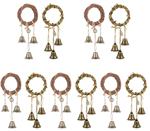 YARNOW 10 STK Hexenwindspiel Hexenglocken Türhänger Glocken Für Die Tür Wiccan Windspiele Pentagramm-Windspiel Zimt Besen Rattanring-windglocken Wicca-Altar-Glocke Dekoration Böhmen Hanf