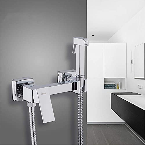 Wasserhahn-Bad-Duschsysteme aus massivem Messing, Chrom, tragbares Bidet-Duschset mit Bidet-Mischer für heißes und kaltes Wasser