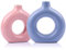 Set di 2 vasi in ceramica - Vaso in ceramica moderno rotondo con decorazioni blu e rosa, centrotavola rustici vintage per soggiorno, sala da pranzo, cucina, Boho, fattoria, decorazioni per matrimoni