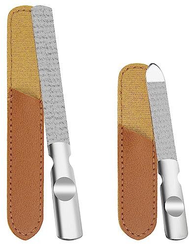 Nail File Set - 2 Pack Metal Nail Files Stainless Steel Double Sided Nail Files for Women and Men Natural Nails Home Salon Travel Use