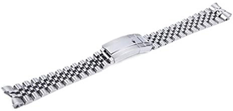 BONOOL 20 mm massives Edelstahl-Armband für Role X Datejust Uhrenarmband, Herren-Armband, Faltschließe, Logo auf